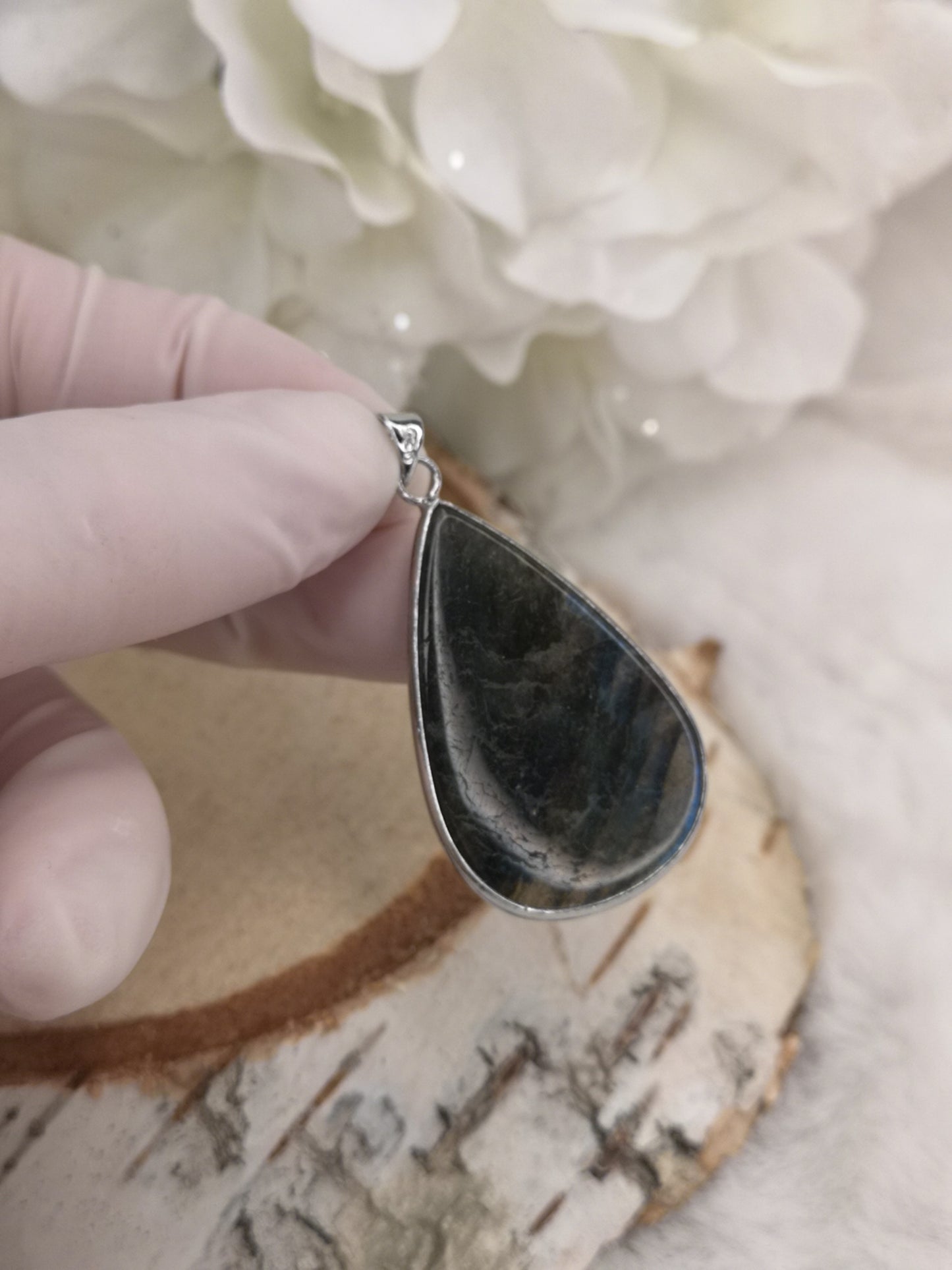 Labradorite Edelstein, 925 Silber Tropfen Ketten Anhänger