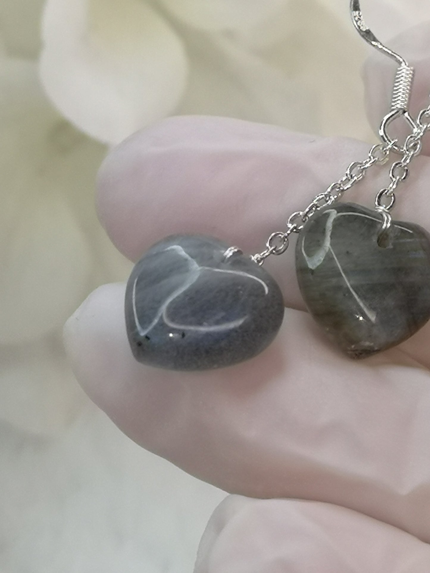 Labradorite Edelstein, 925 Silber Ohrringe, 
Herz Design