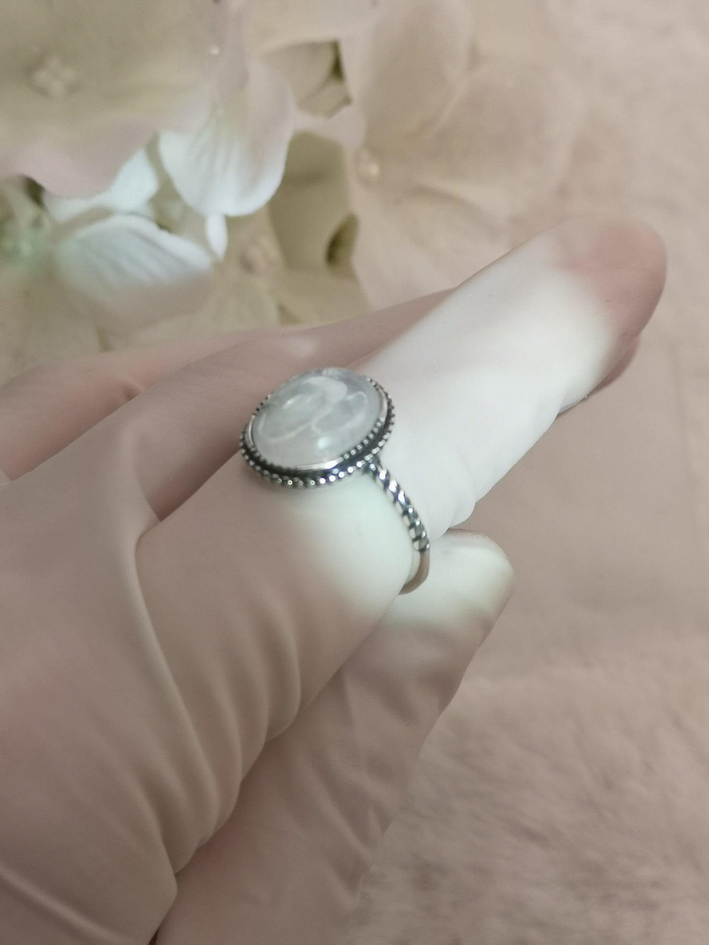 Moonstone 925 Silber Ring verstellbar Edelstein Schmuck