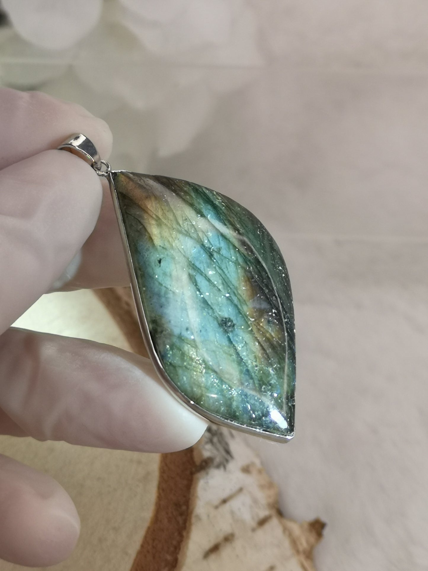 Labradorite Edelstein Tropfen, Kupfer Ketten Anhänger