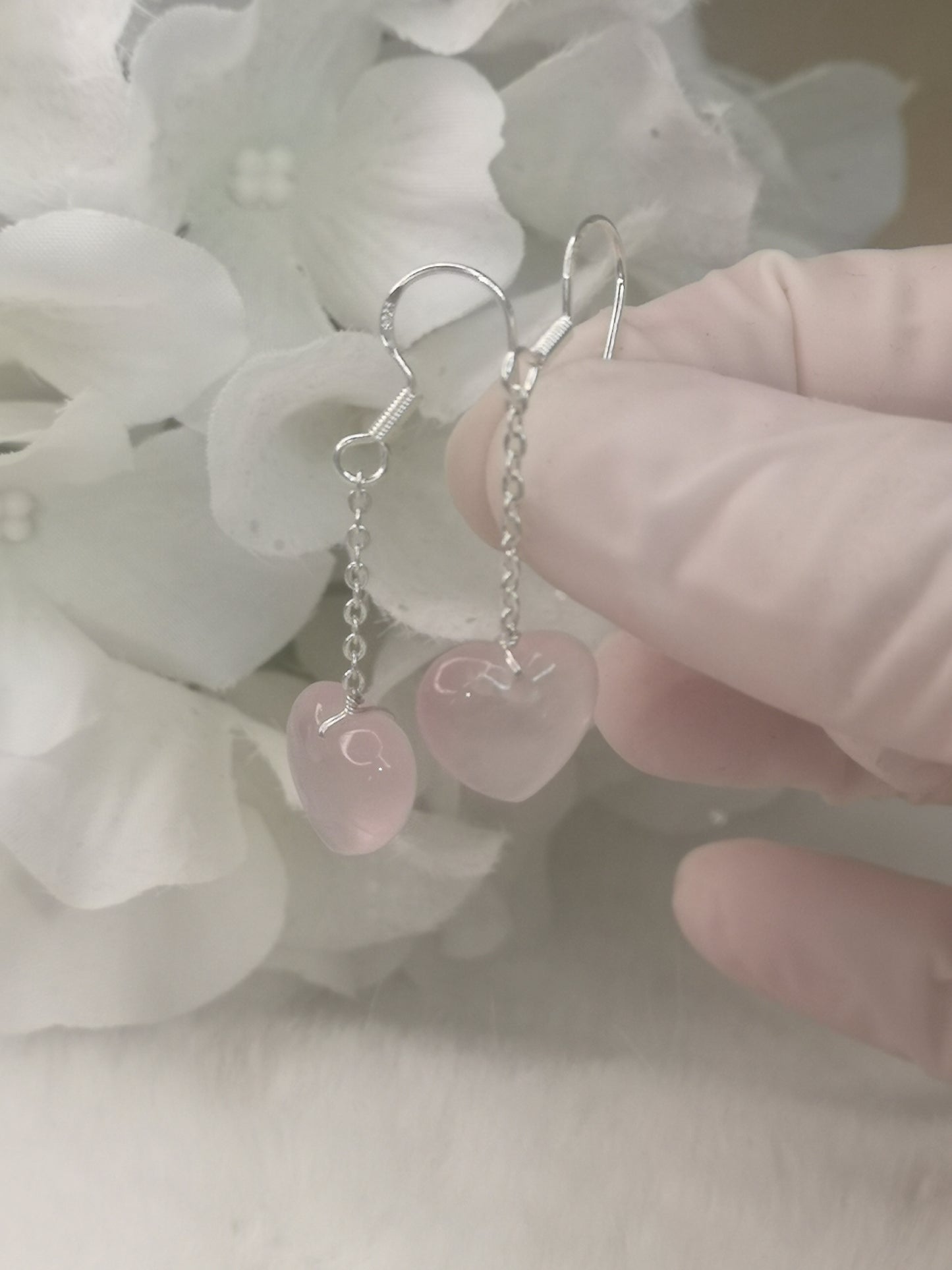 Rosenquarz 925 Silber Ohrringe