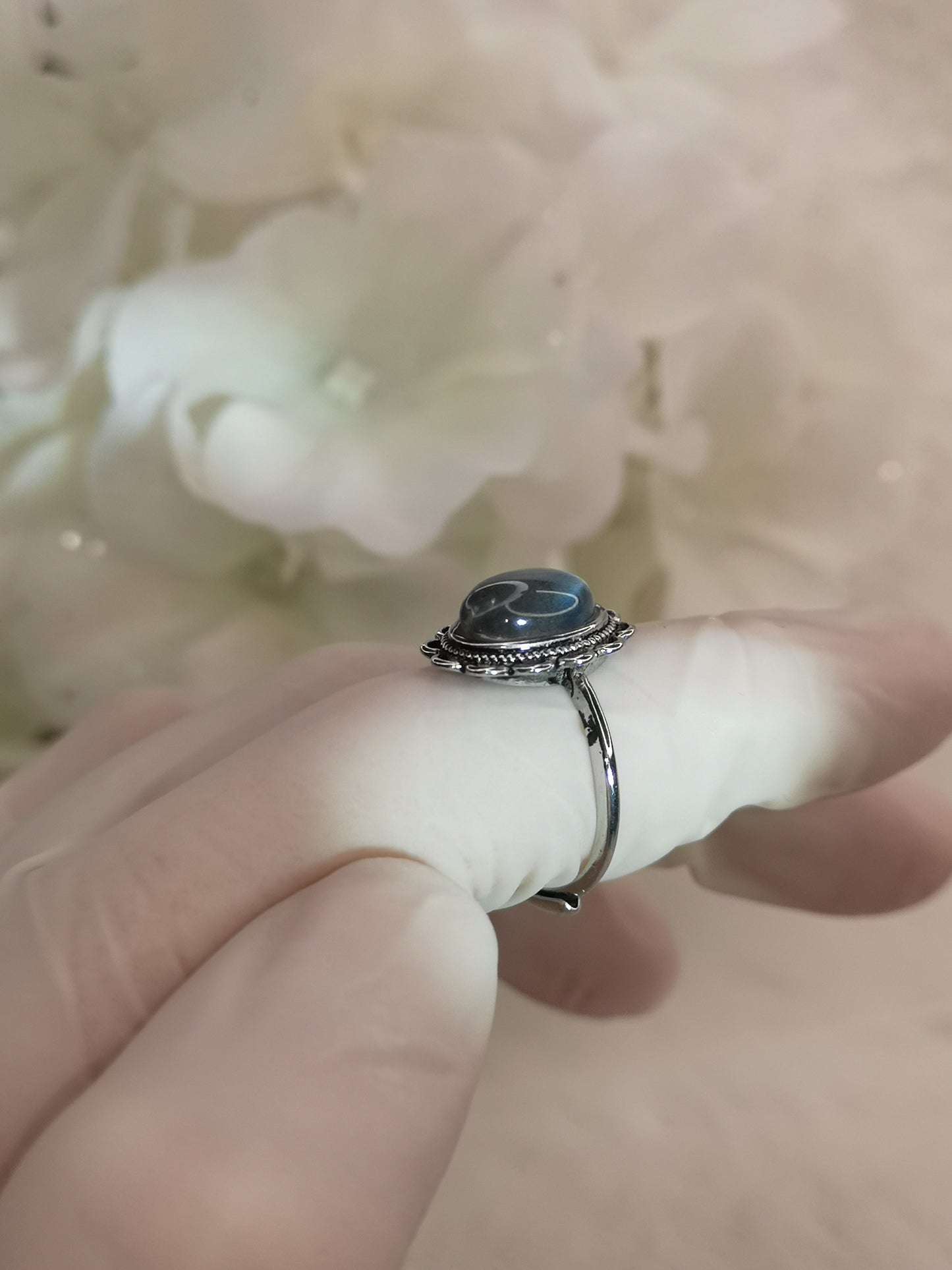 Labradorite Edelstein Kupfer Ring verstellbar