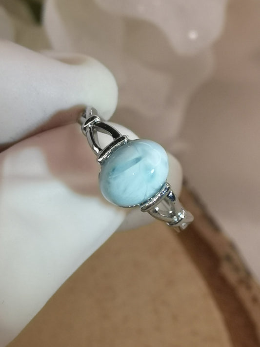Larimar Edelstein Kupfer Ring verstellbar