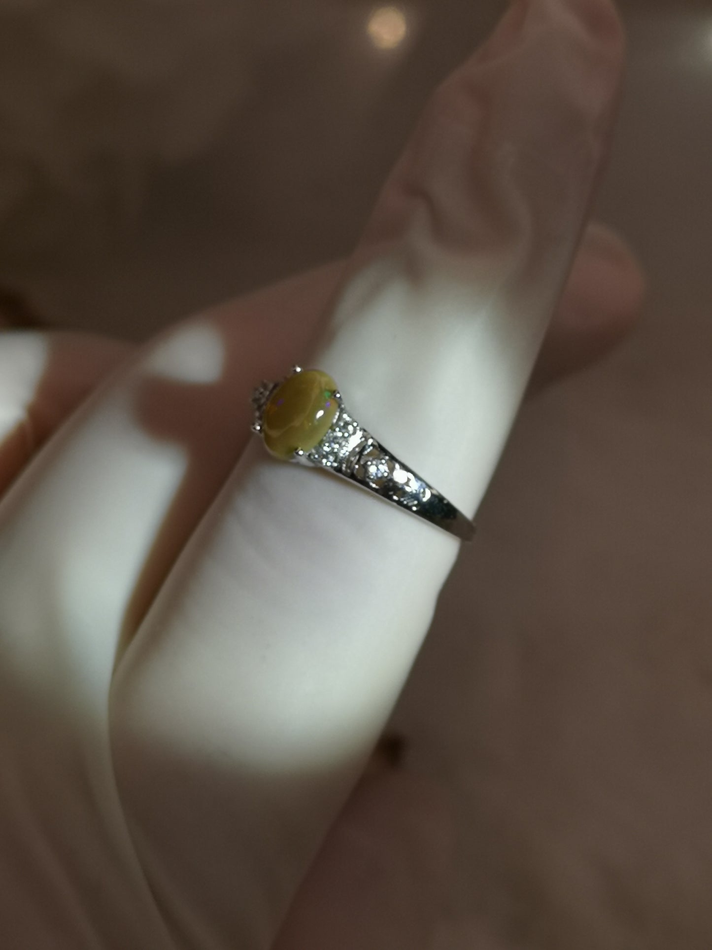 Opal Edelstein, Kupfer Ring, verstellbar