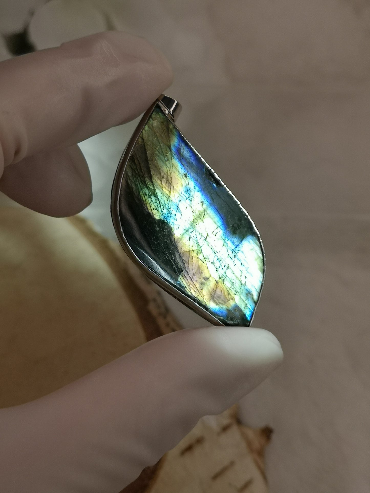 Labradorite Edelstein Tropfen, Kupfer Ketten Anhänger