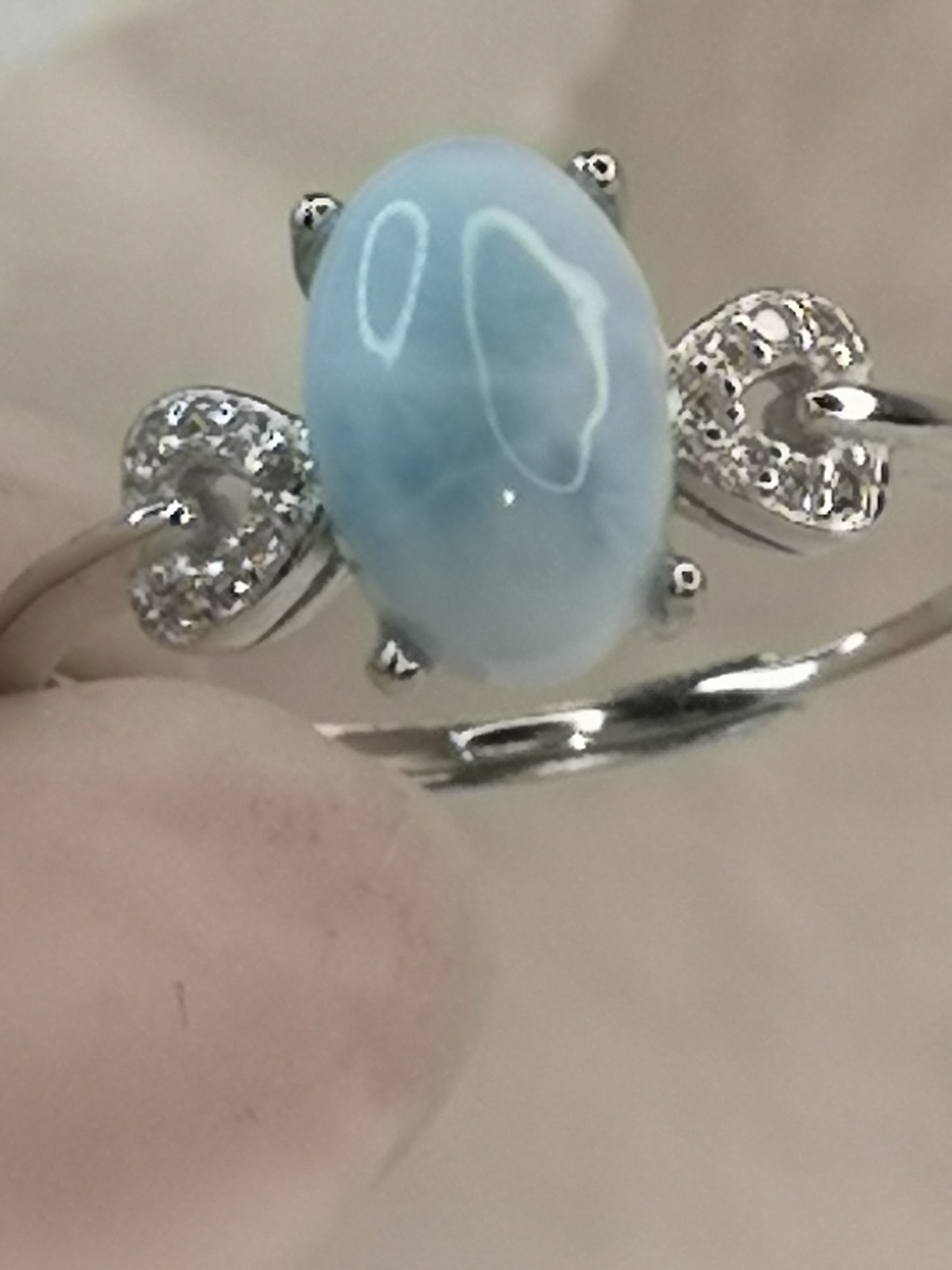 Larimar 925 Silber Ring, verstellbar