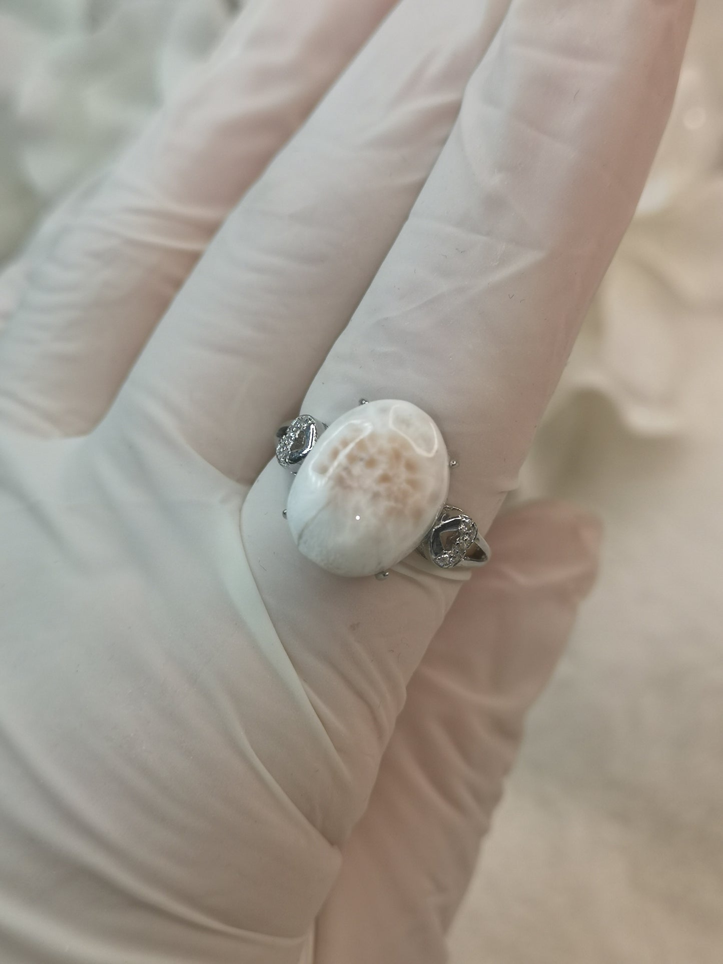 Pink Larimar 925 Silber Ring verstellbar