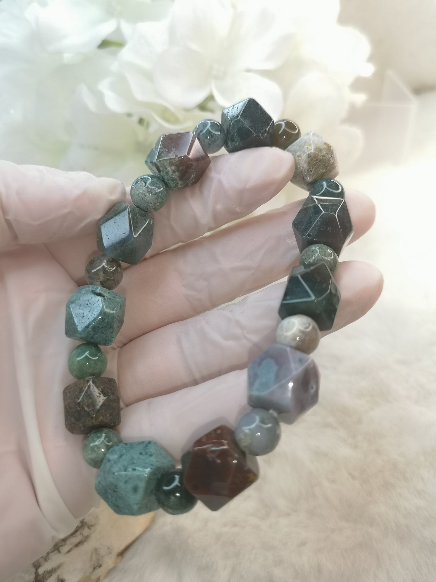 Moos Achat Edelstein, Armband