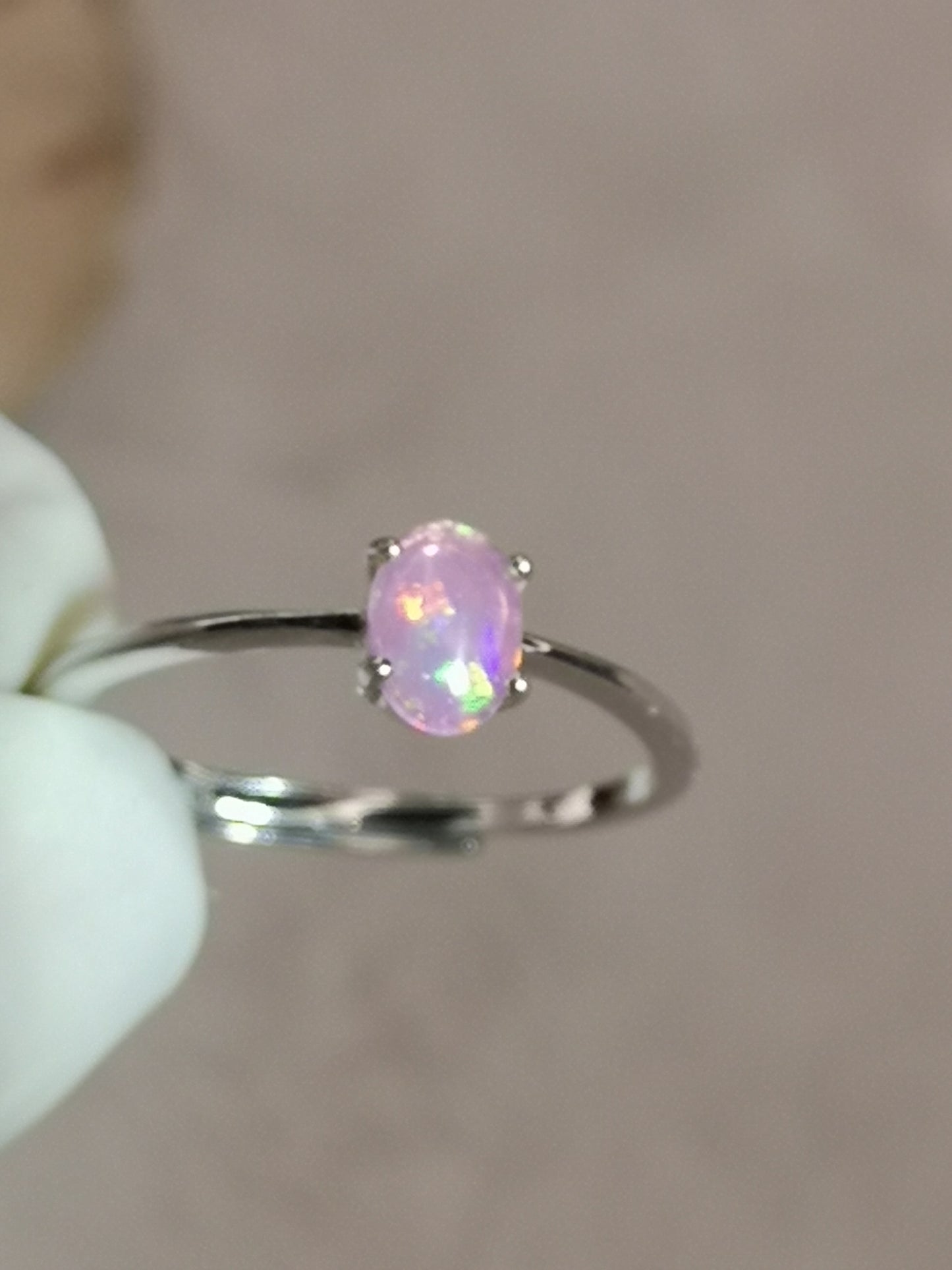Rosa Opal Edelstein, 925 Silber Ring