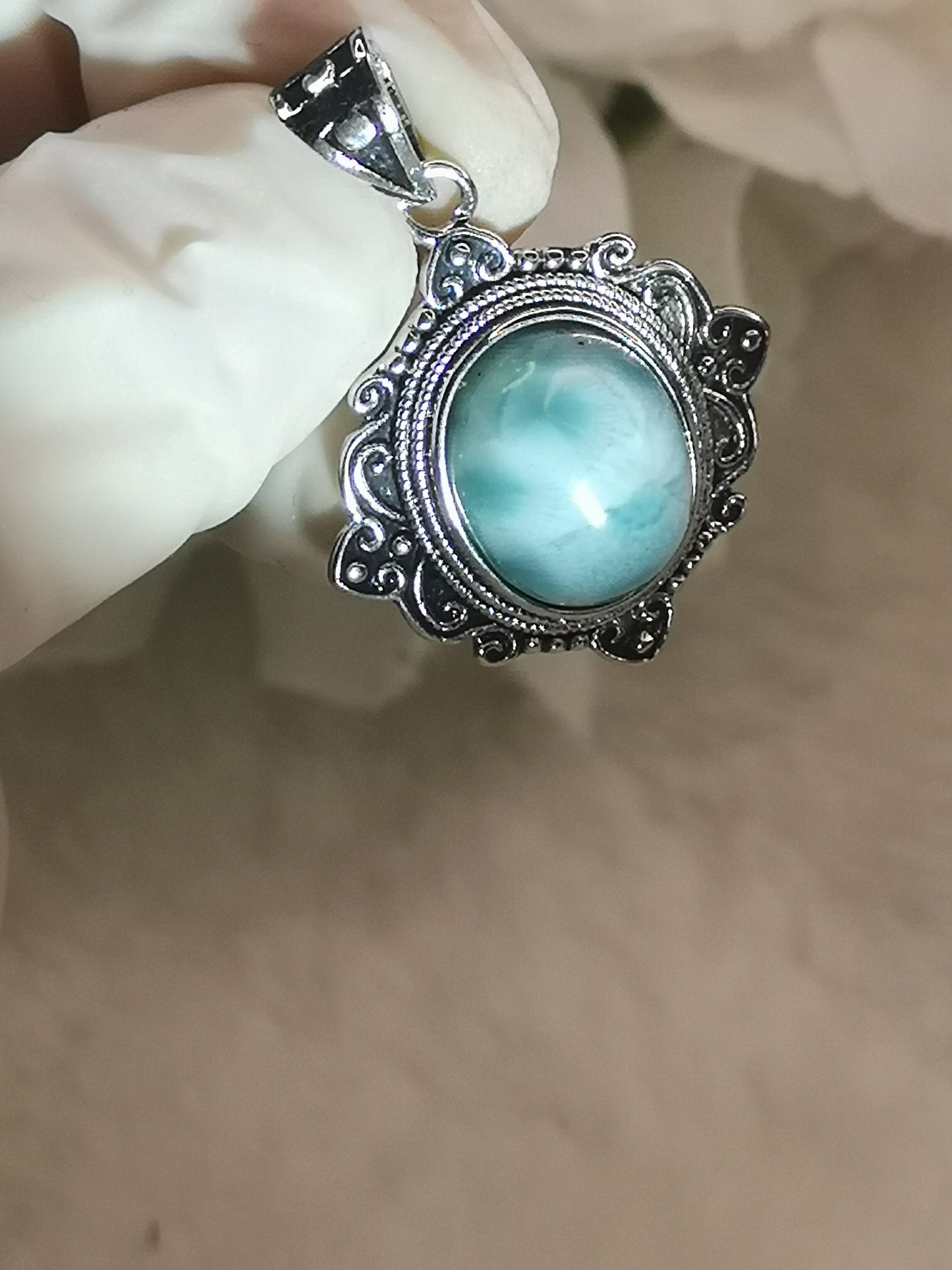 Larimar, Kupfer, Ketten Anhänger