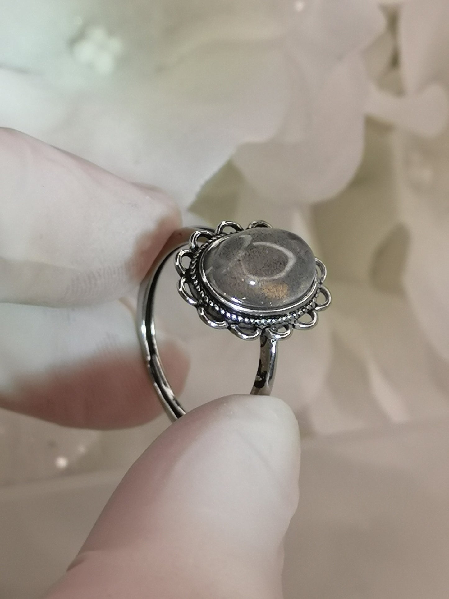 Labradorite Edelstein Kupfer Ring verstellbar