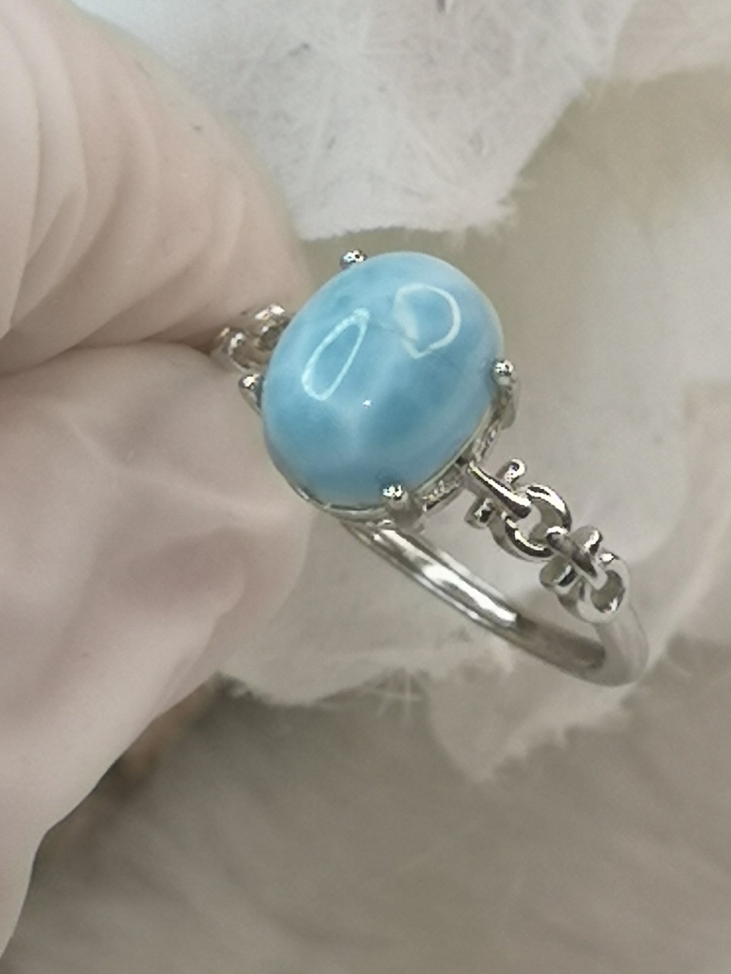 Larimar 925 Silber Ring, verstellbar