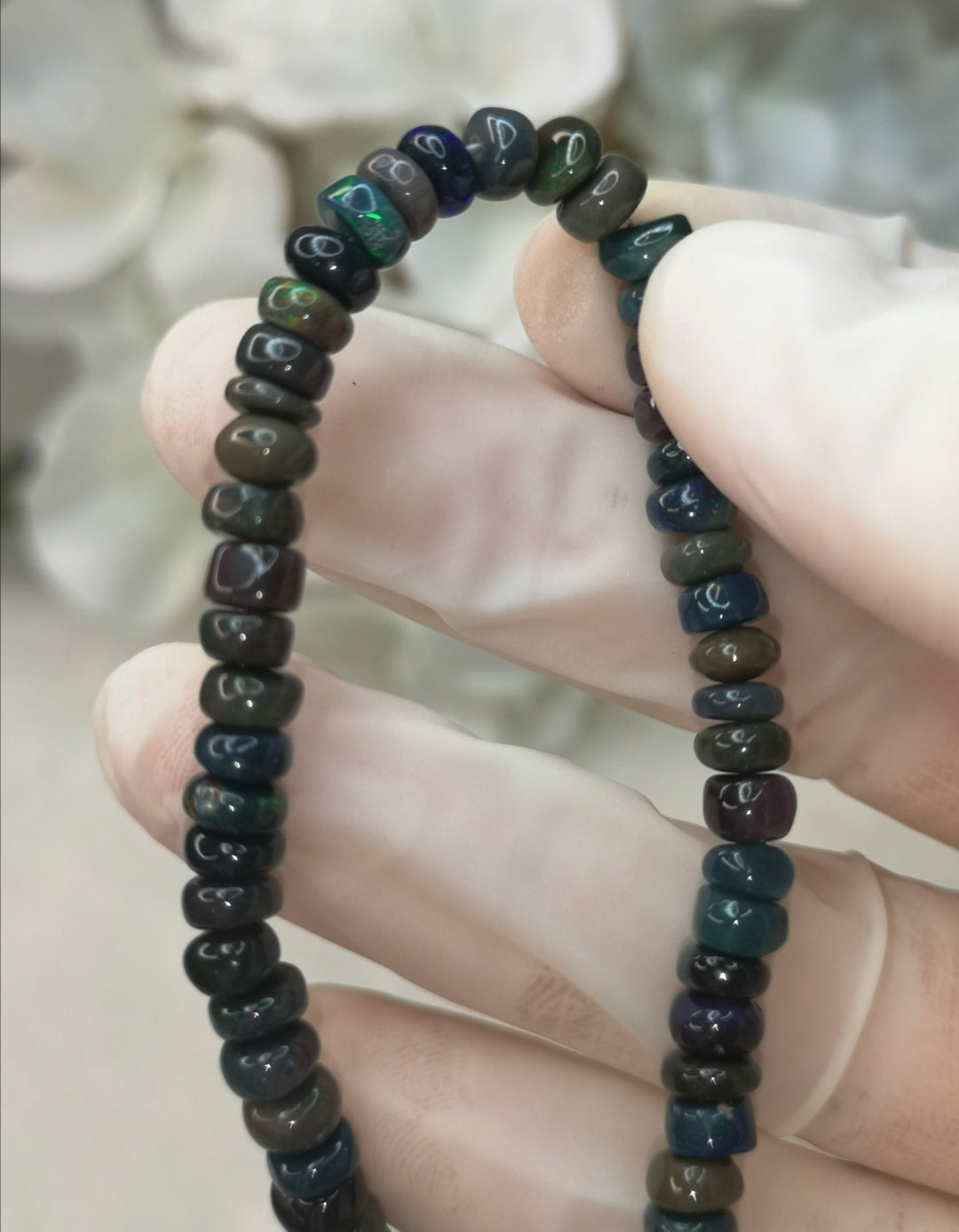 Black Opal Edelstein, 925 Silber Armband