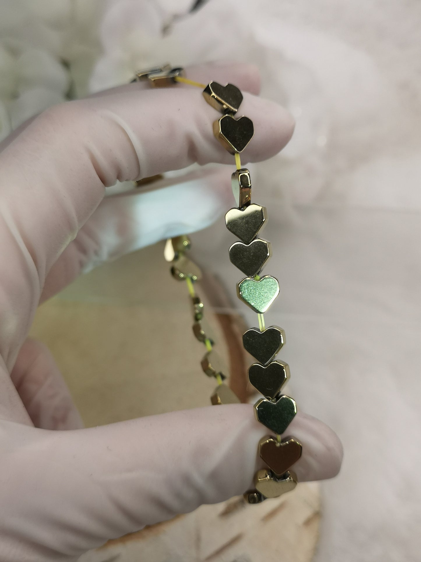 Pyrit Herz Armband, dehnbar