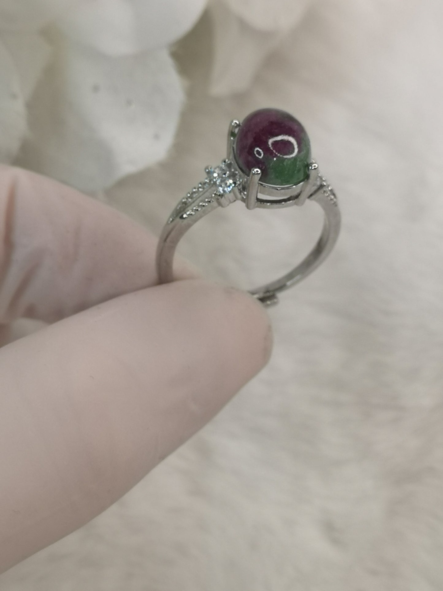 Rubin Zoisit, Kupfer Ring, verstellbar.