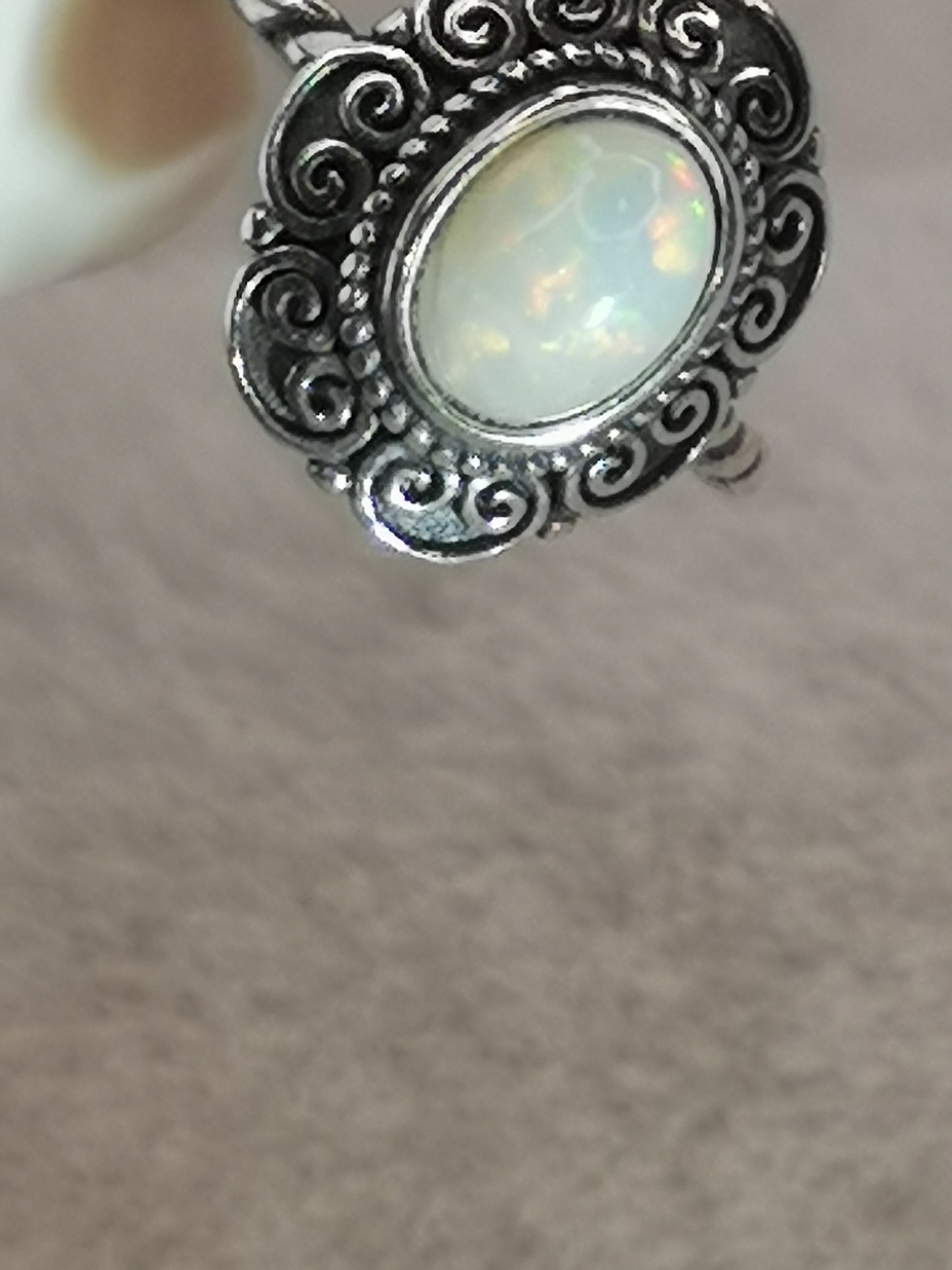 White Opal 925 Silber Ring verstellbar Edelstein Schmuck