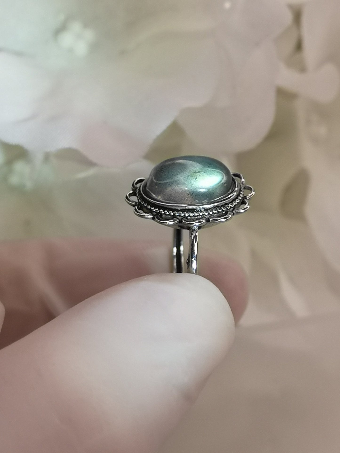 Labradorite Edelstein Kupfer Ring verstellbar