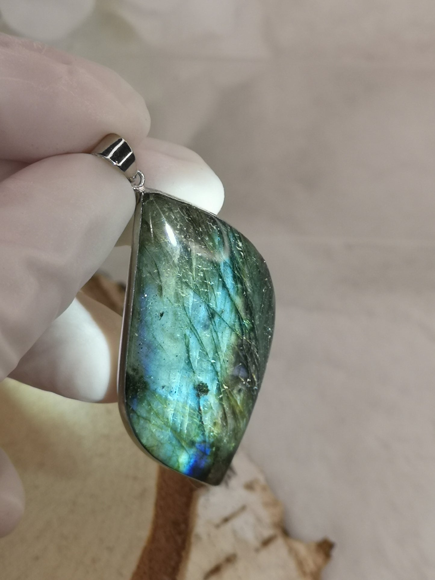 Labradorite Edelstein Tropfen, Kupfer Ketten Anhänger