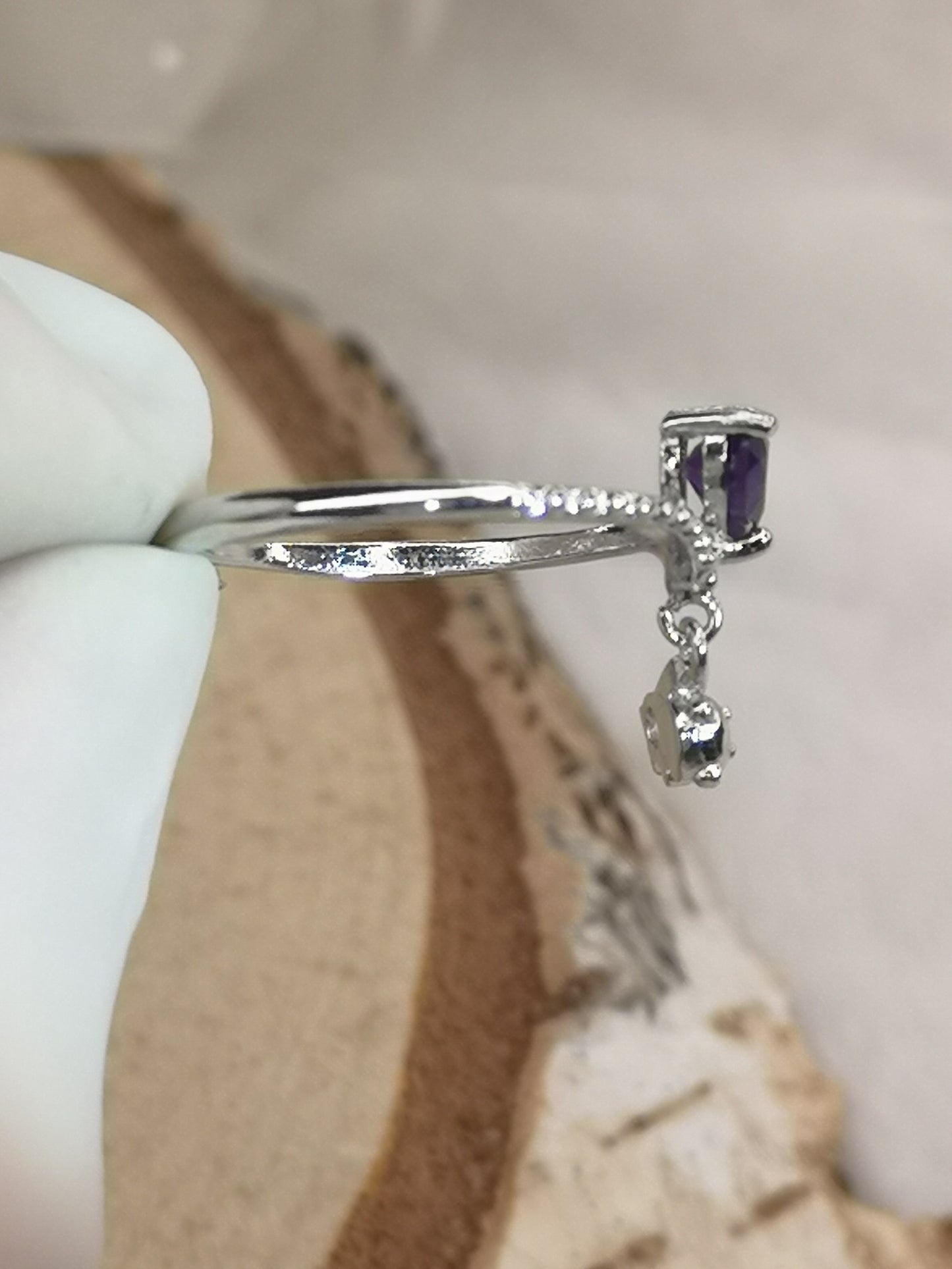 Amethyst Edelstein, Kupfer Ring verstellbar