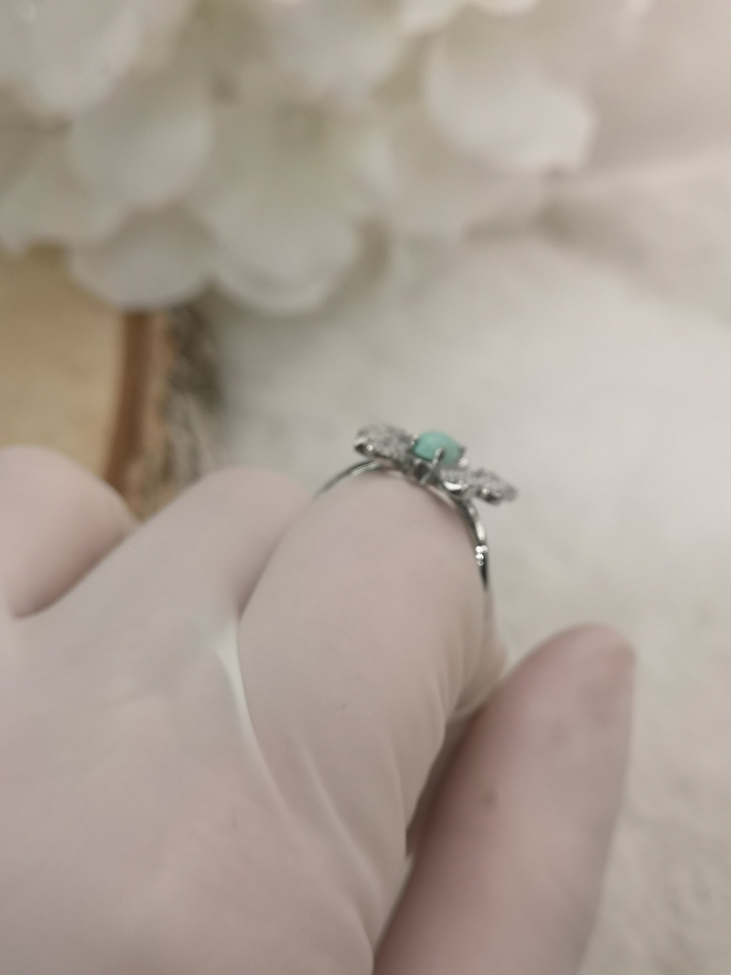 Turkuaz Edelstein, Schmetterling, 925 Silber Ring, verstellbar