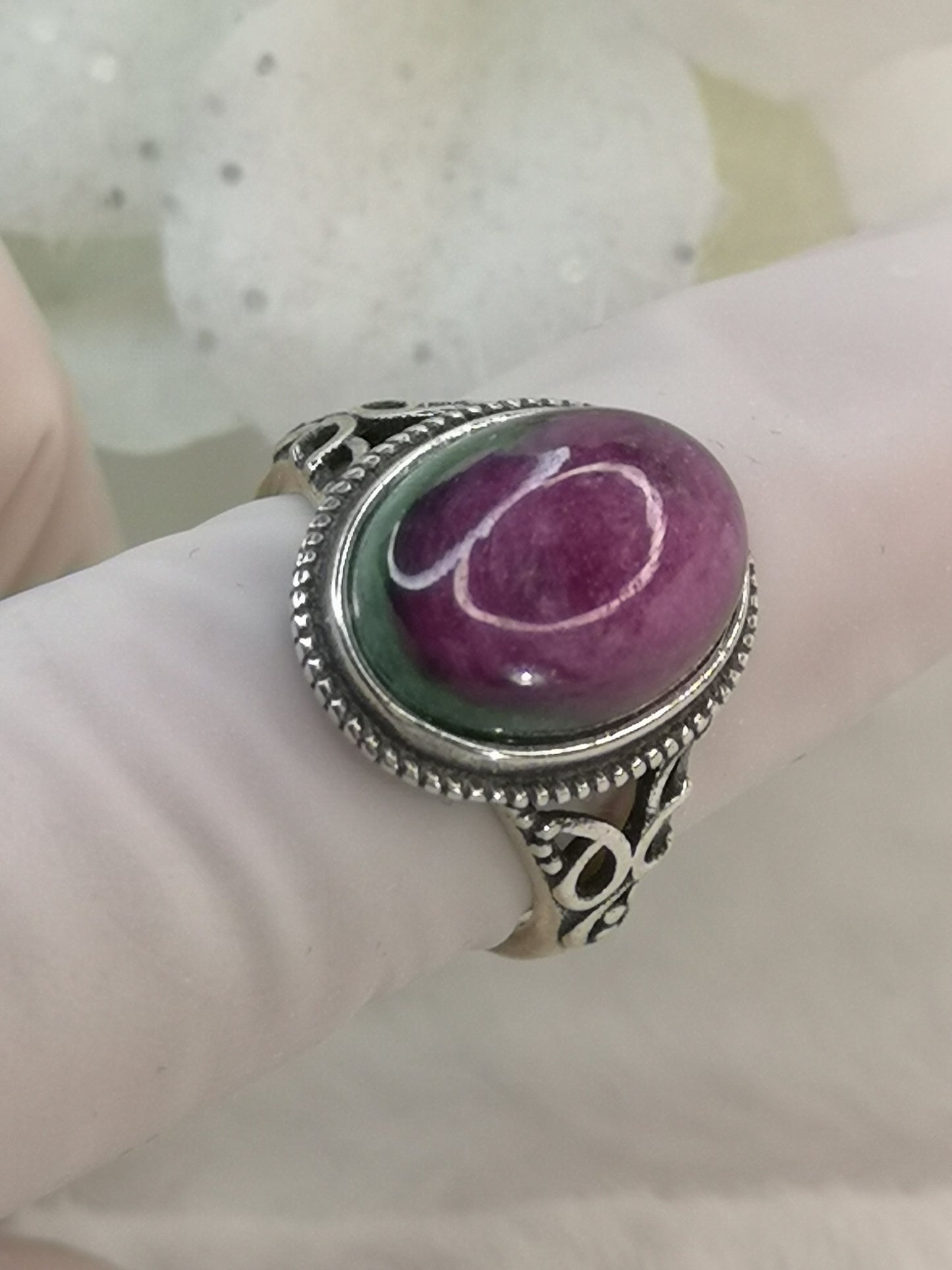 Rubin in Kyanite 925 Silber Ring verstellbar Edelstein Schmuck