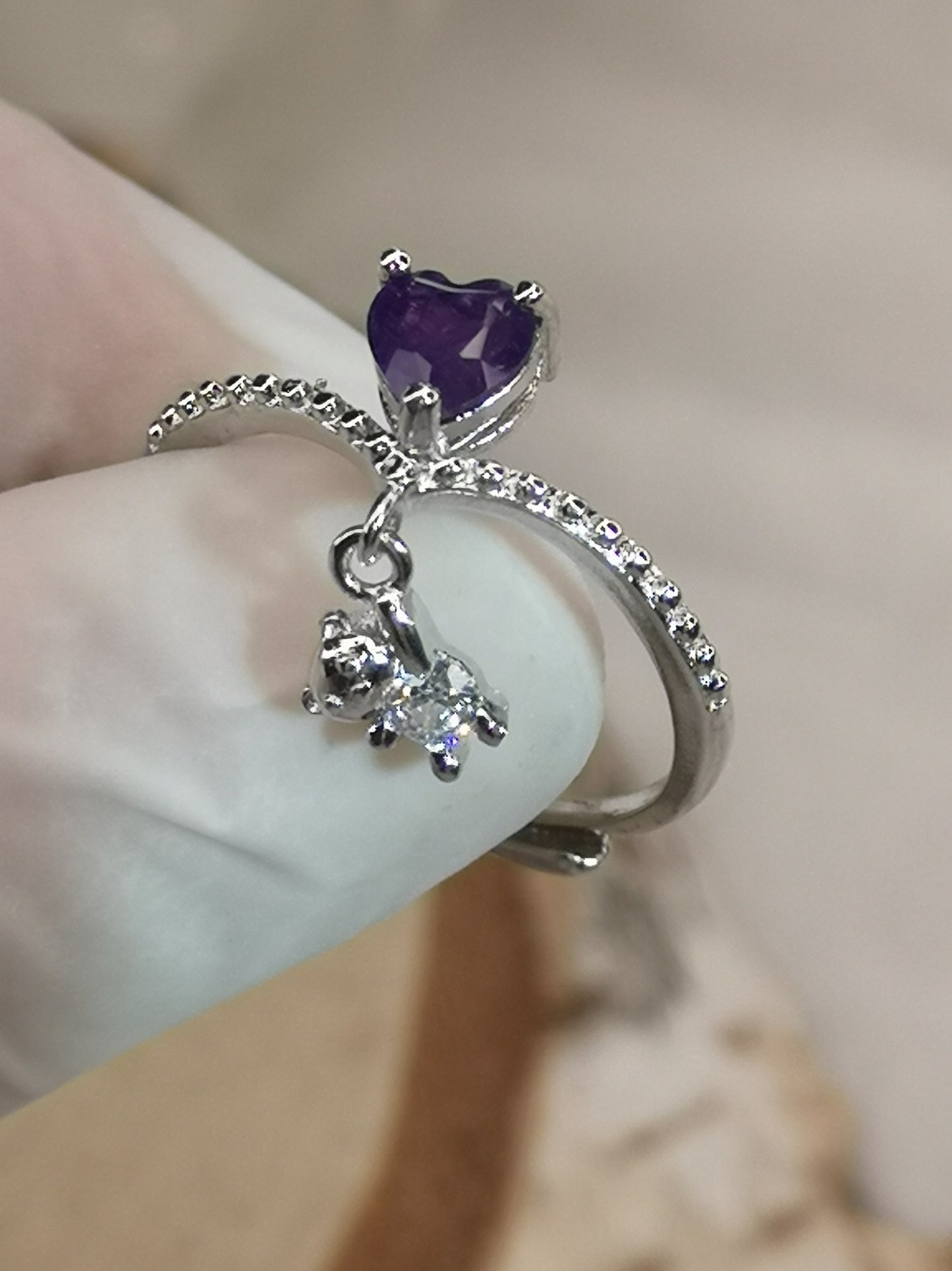 Amethyst Edelstein, Kupfer Ring verstellbar