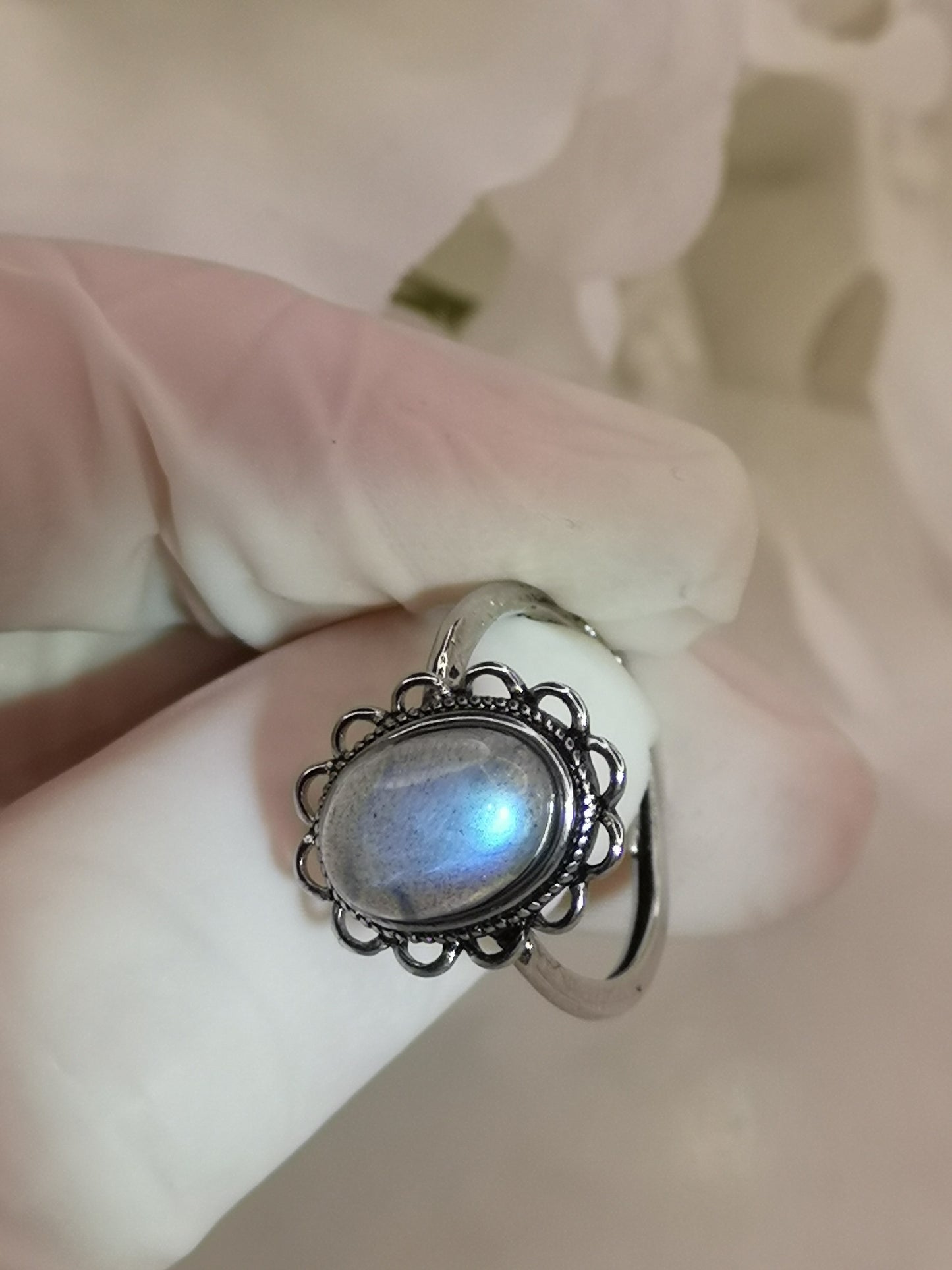 Labradorite Edelstein Kupfer Ring verstellbar