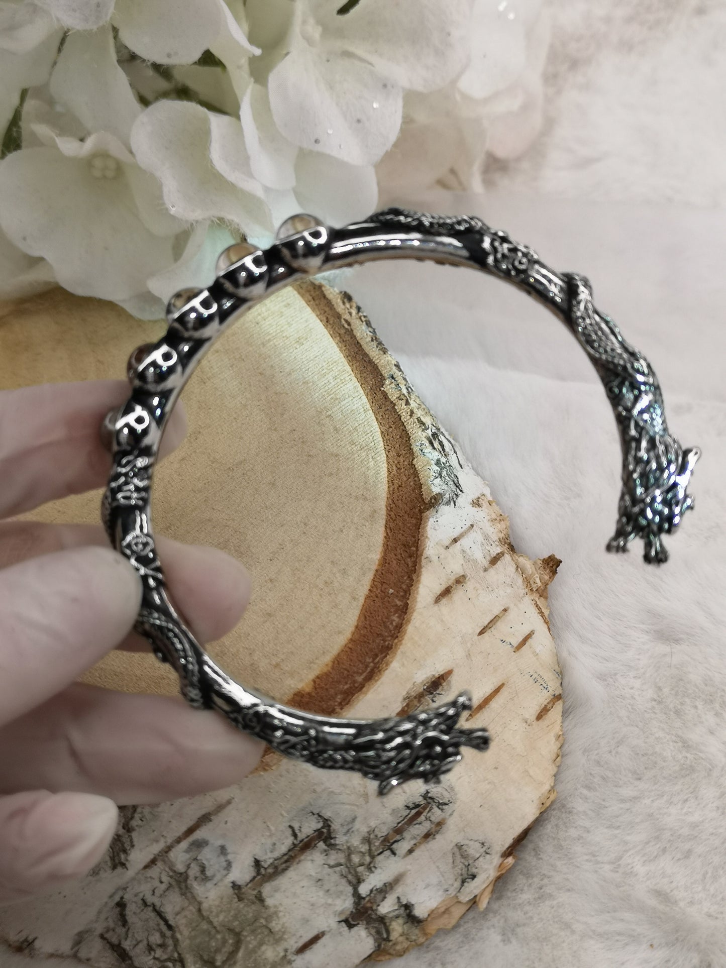 Gartenquartz Edelsteine, Kupfer Drachendesign Armband