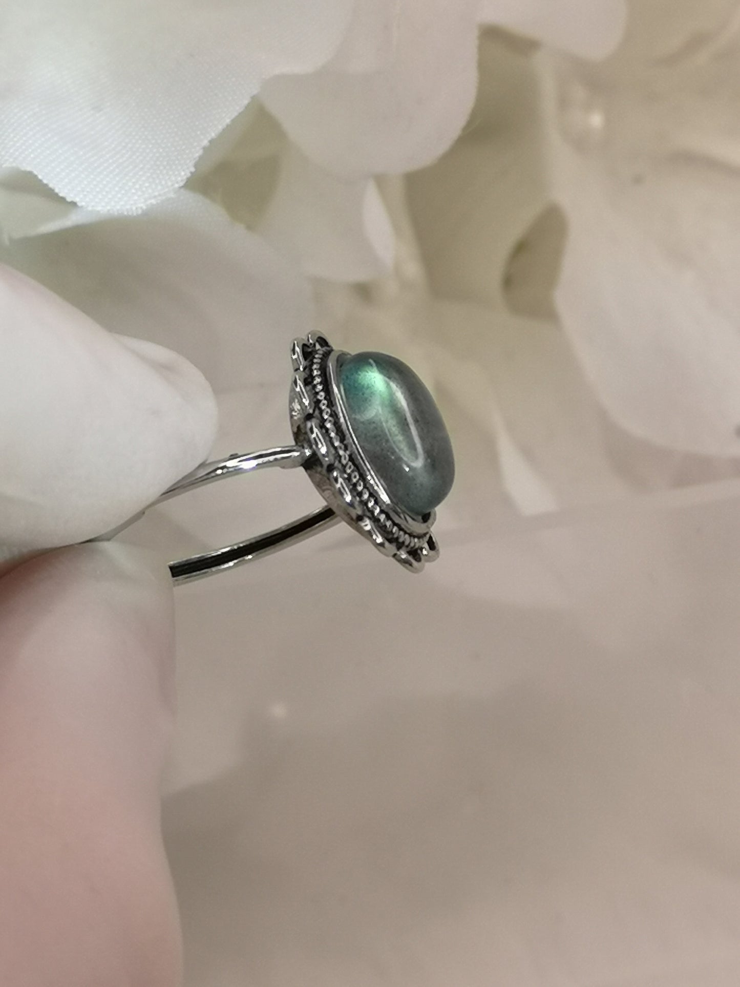 Labradorite Edelstein Kupfer Ring verstellbar