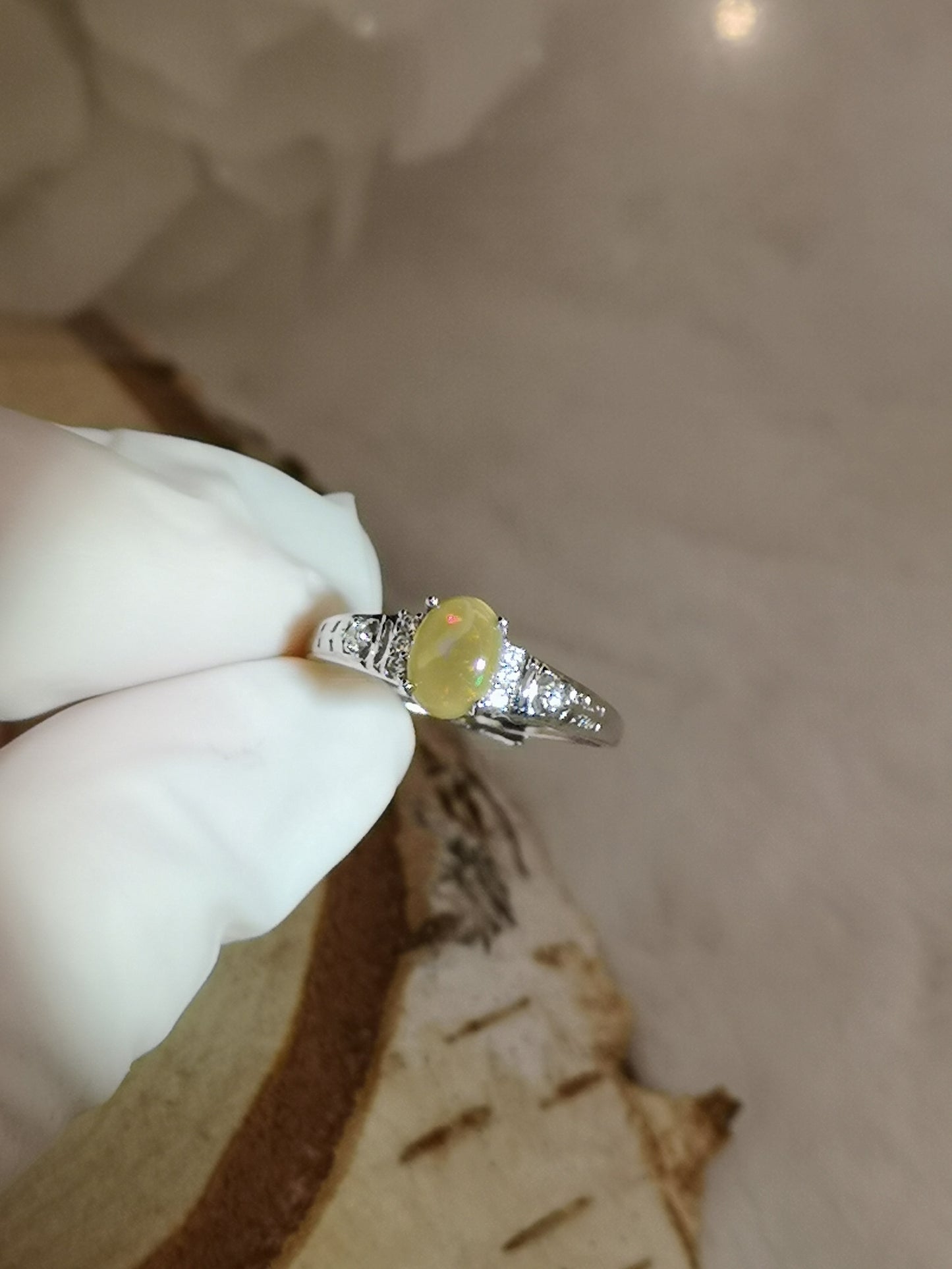 Opal Edelstein, Kupfer Ring, verstellbar
