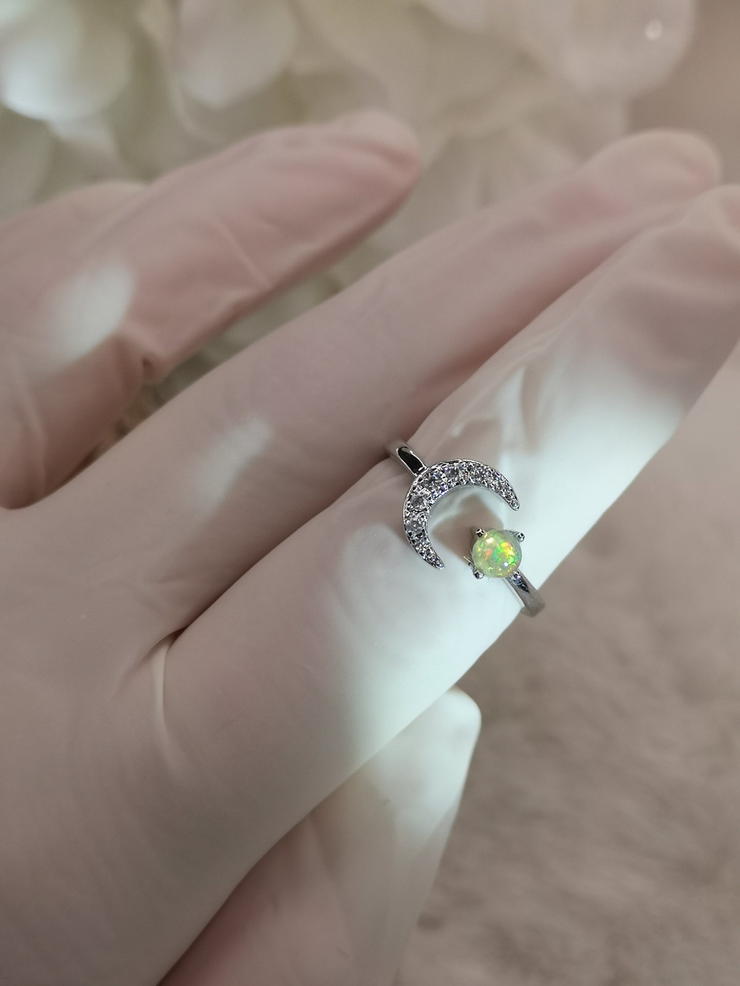 Opal Edelstein Kupfer Ring verstellbar