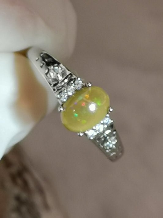 Opal Edelstein, Kupfer Ring, verstellbar