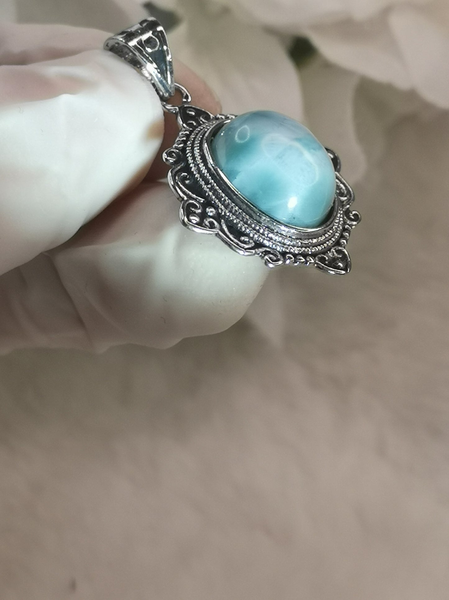 Larimar, Kupfer, Ketten Anhänger
