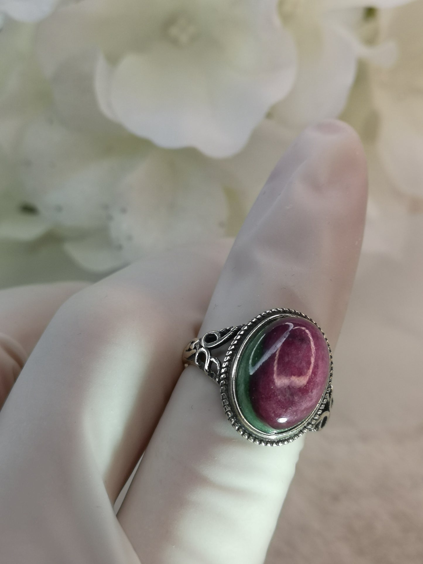 Rubin in Kyanite 925 Silber Ring verstellbar Edelstein Schmuck