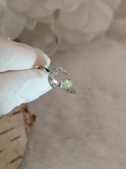 Opal Edelstein Kupfer Ring verstellbar