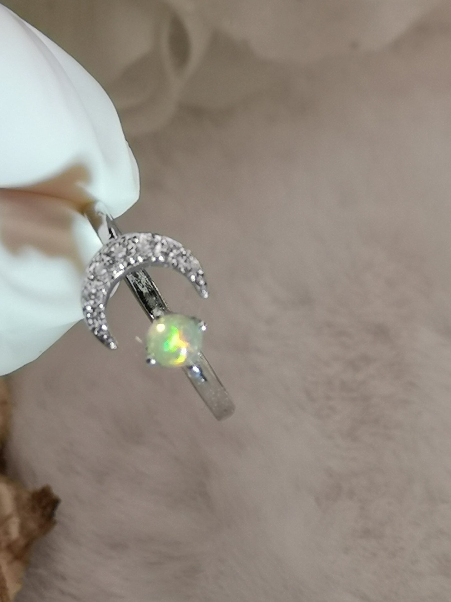 Opal Edelstein Kupfer Ring verstellbar