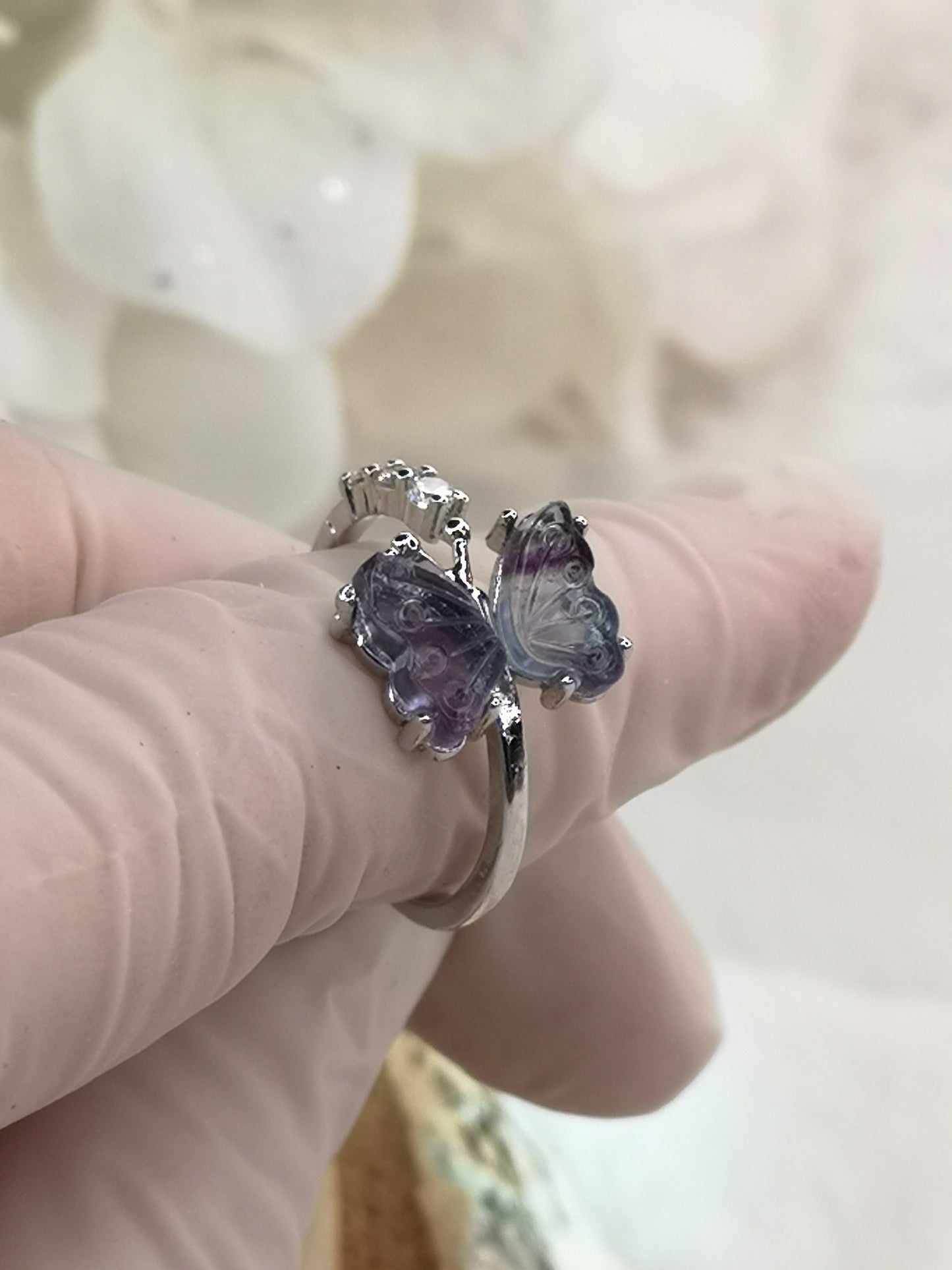 Fluorite Edelstein Schmetterling Kupfer Ring