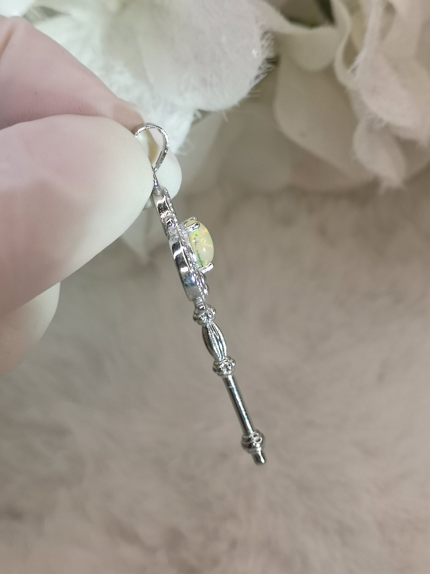 Opal Edelstein, Schlüssel Kupfer Ketten Anhänger