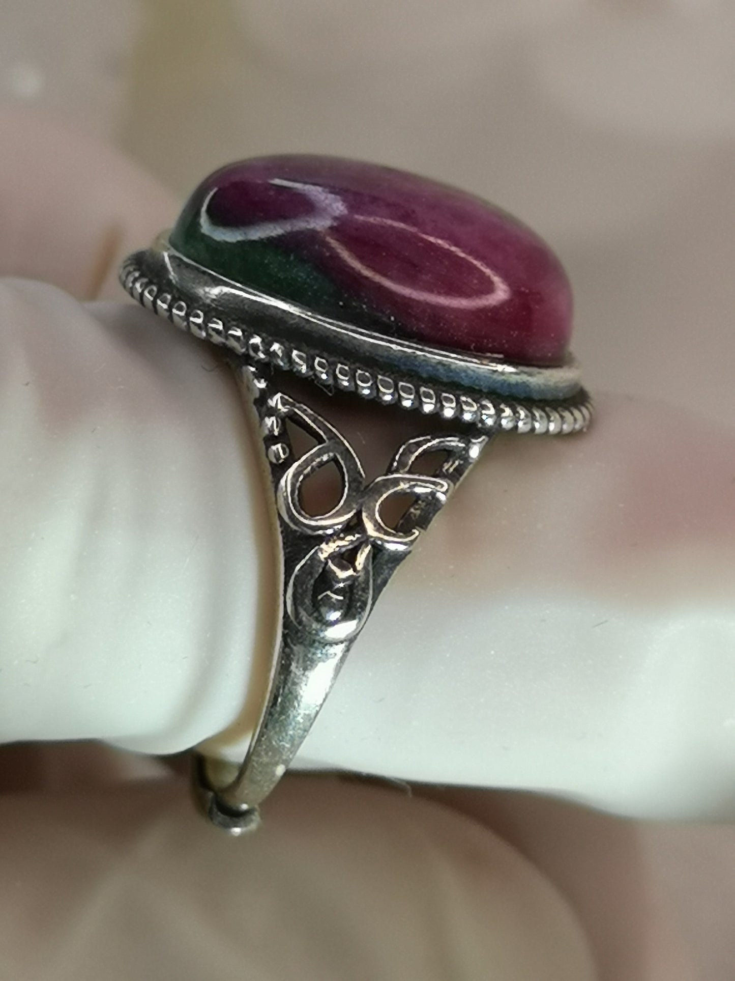 Rubin in Kyanite 925 Silber Ring verstellbar Edelstein Schmuck