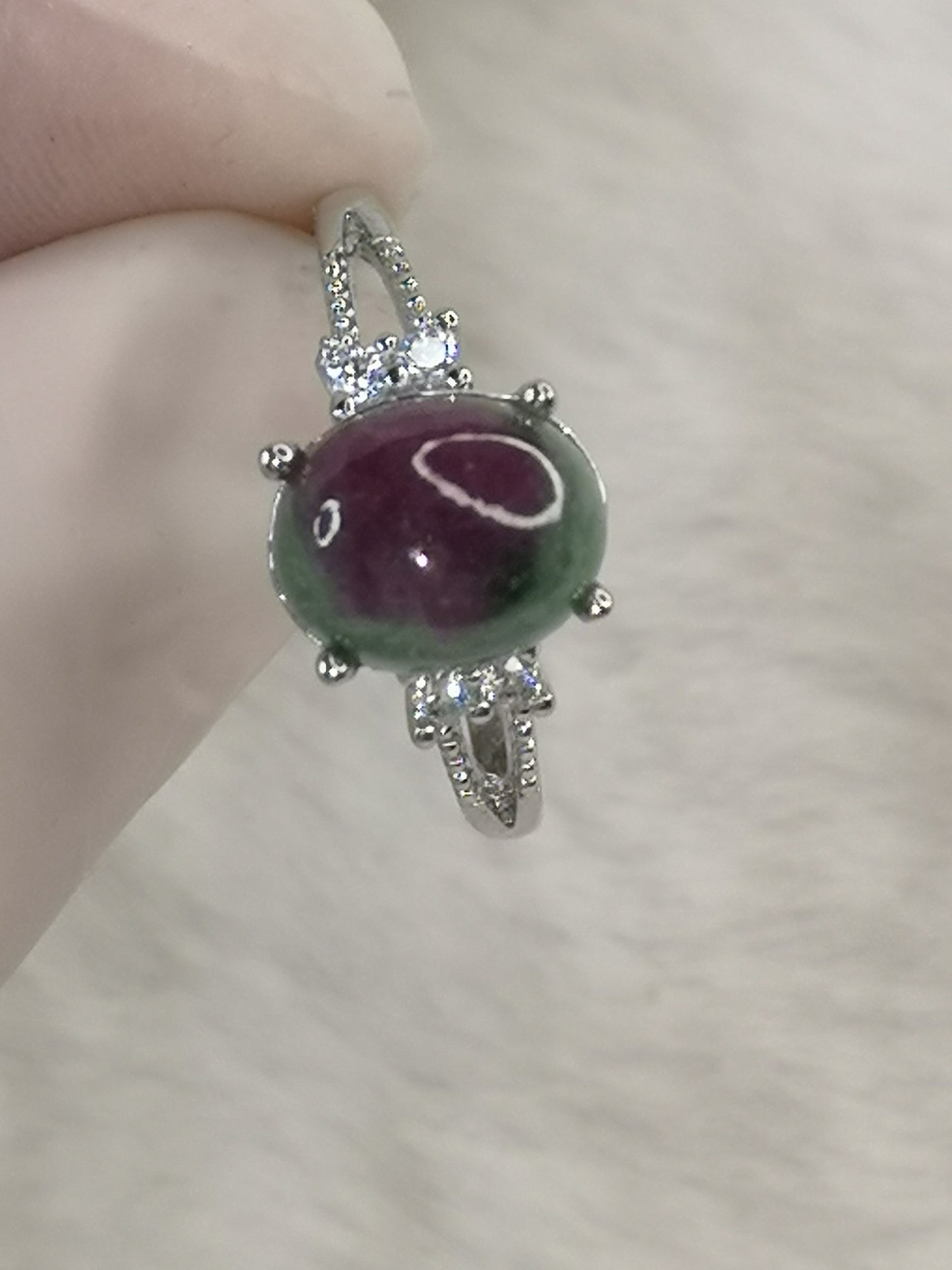 Rubin Zoisit, Kupfer Ring, verstellbar.