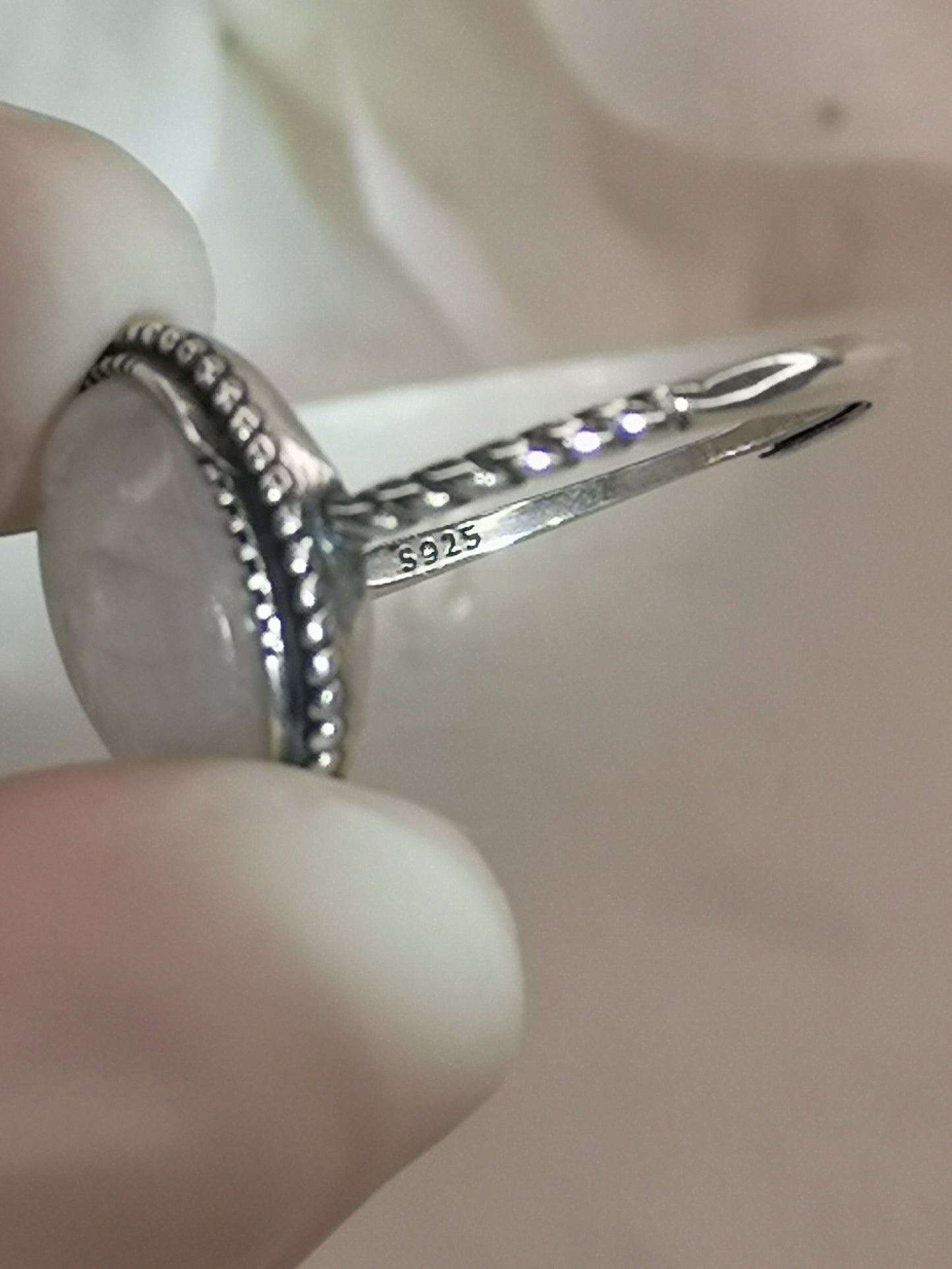 Moonstone 925 Silber Ring verstellbar Edelstein Schmuck