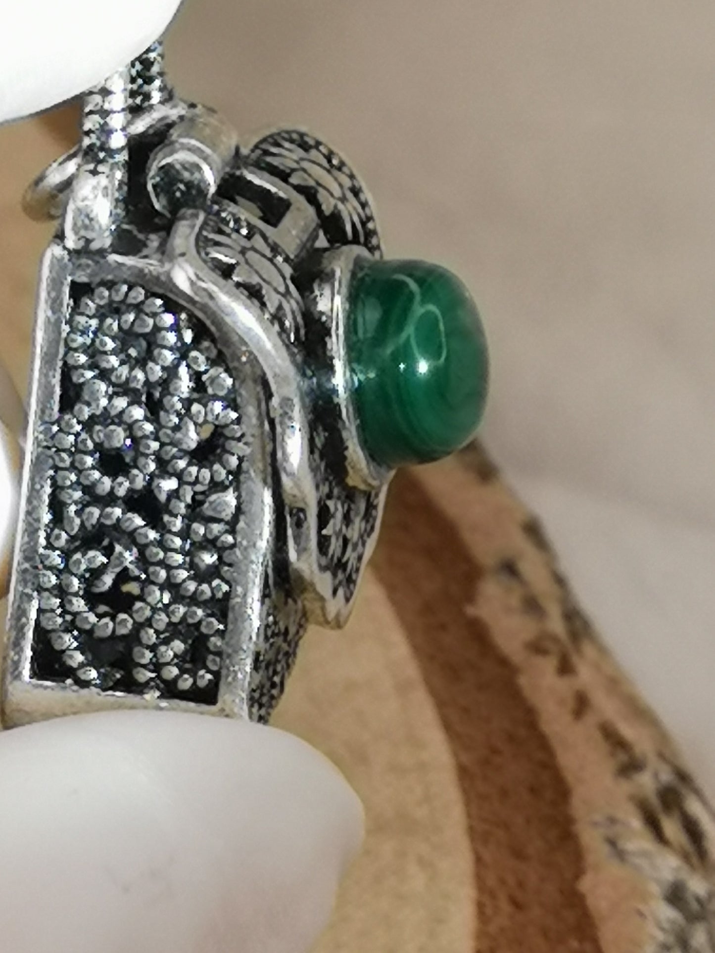 Malachite Edelstein, Kupfer Ketten Anhänger, Taschen Design