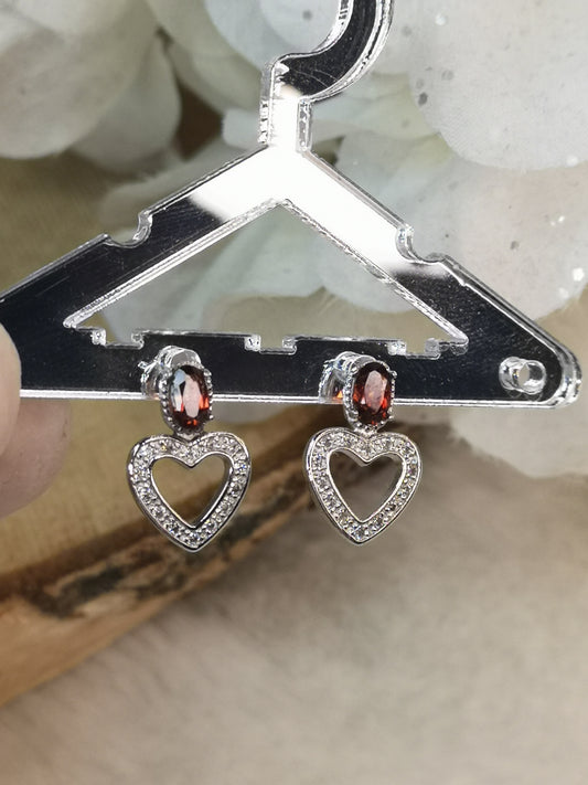 Herz Granat Kupfer Ohrstecker Ohrringe