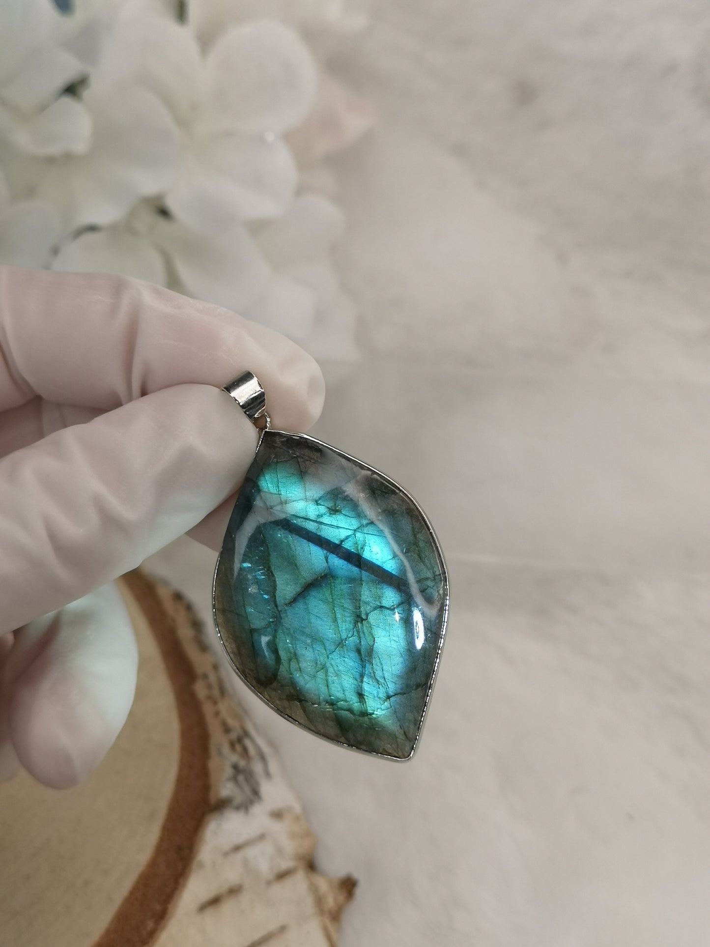 Labradorite Edelstein Tropfen, Kupfer Ketten Anhänger