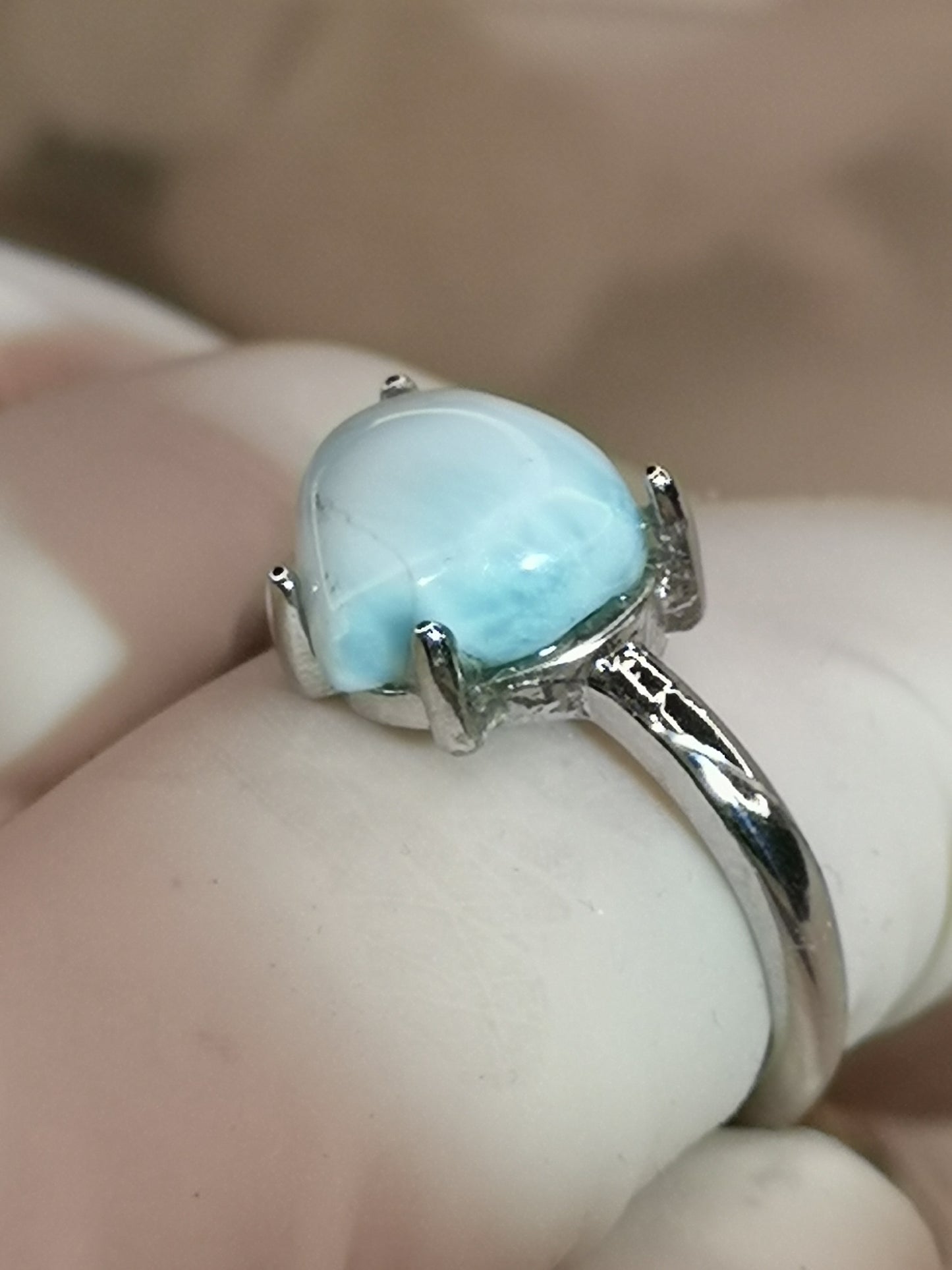 Larimar Edelstein, Kupfer Ring verstellbar