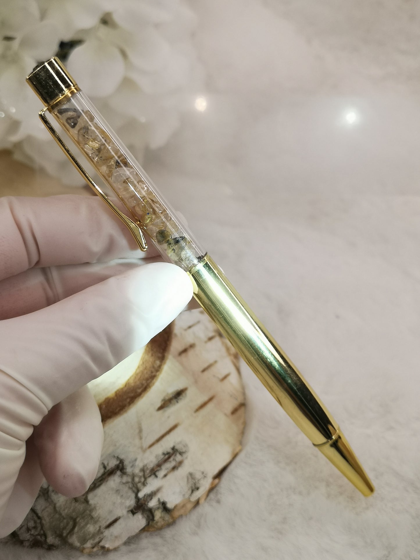 Kugelschreiber mit Citrin Edelsteine