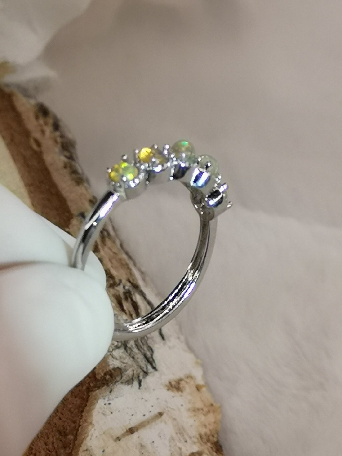 Opal Edelsteine, Kupfer Ring verstellbar