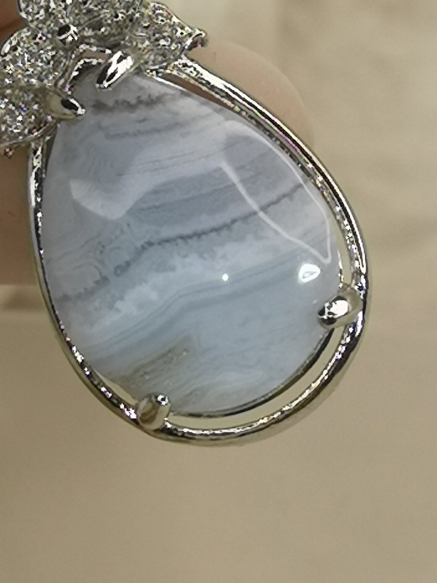 Blue Less Achat Edelstein, Kupfer Ketten Anhänger