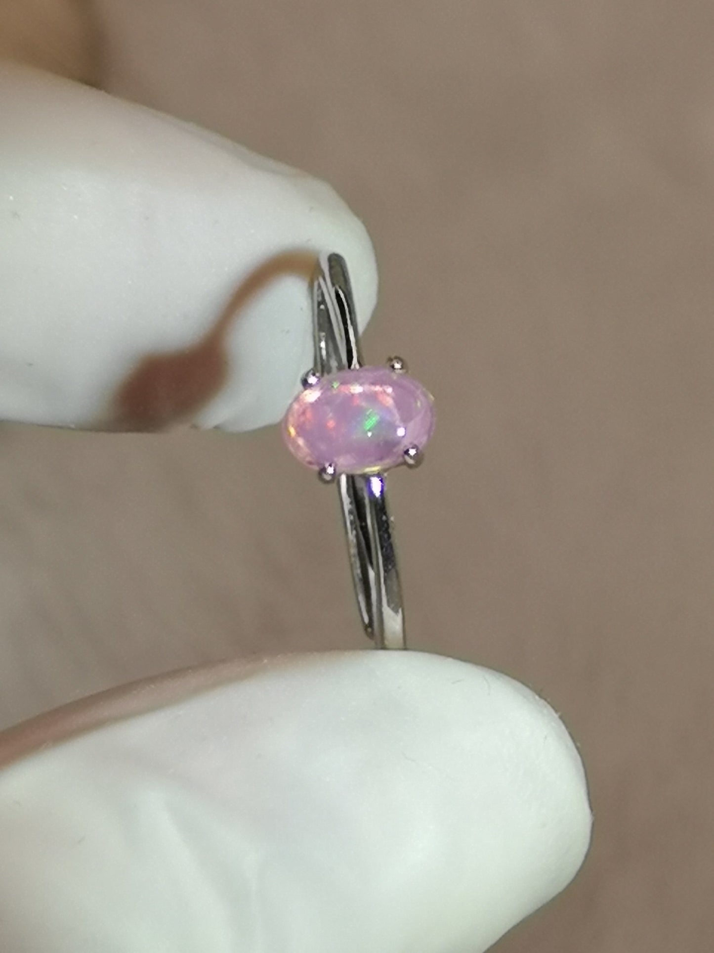 Rosa Opal Edelstein, 925 Silber Ring