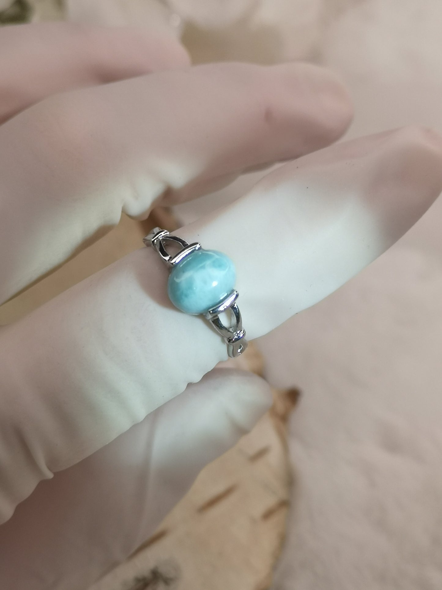 Larimar Edelstein Kupfer Ring